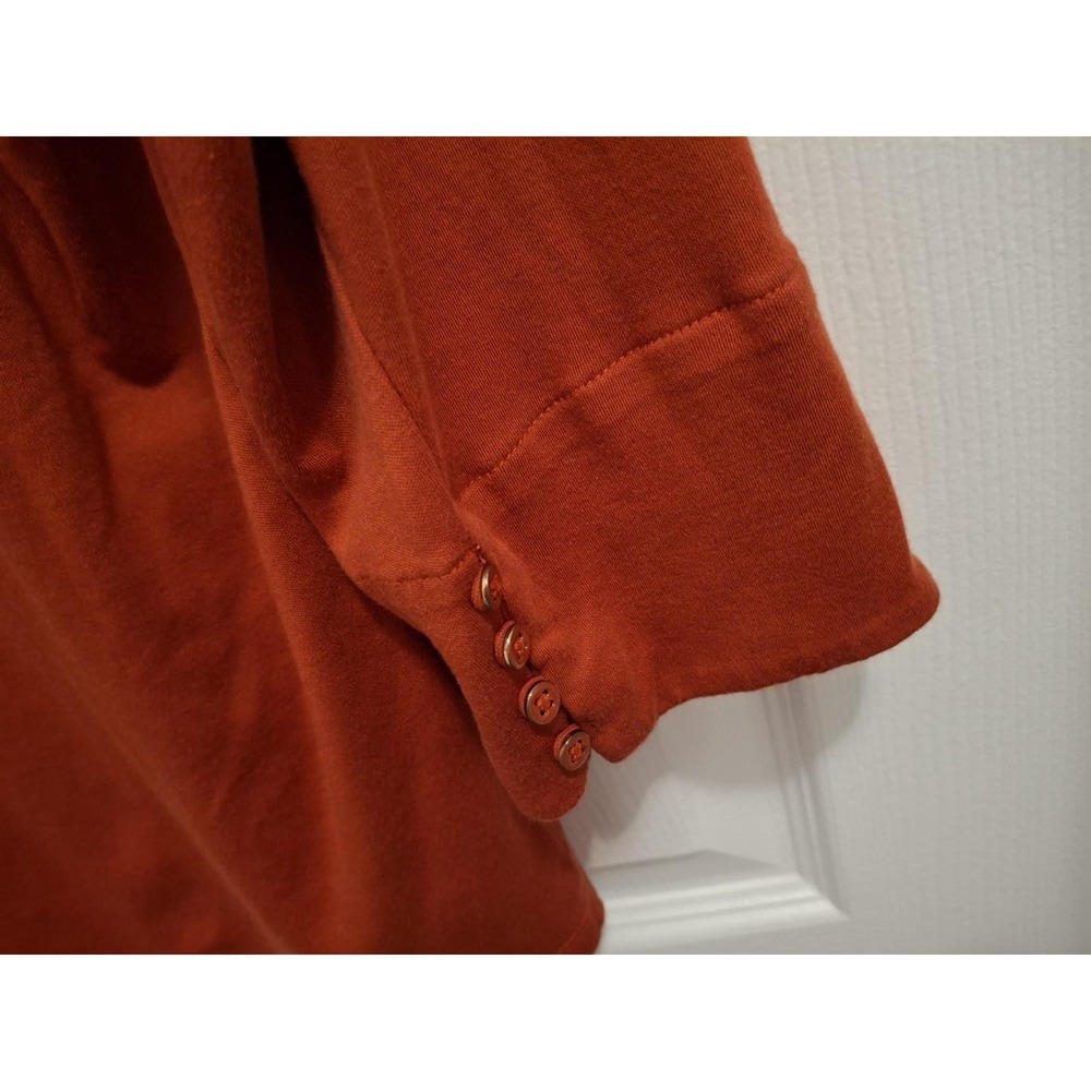 3/$15 Talbots 1X Rust Orange Supima Cotton Modal Blend Button Round Neck Shirt - Picture 4 of 5